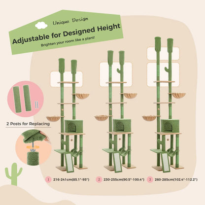 Cat Tree Tower with Sisal Scratching Posts, Hammock, Ladder, and Feeding Bowl