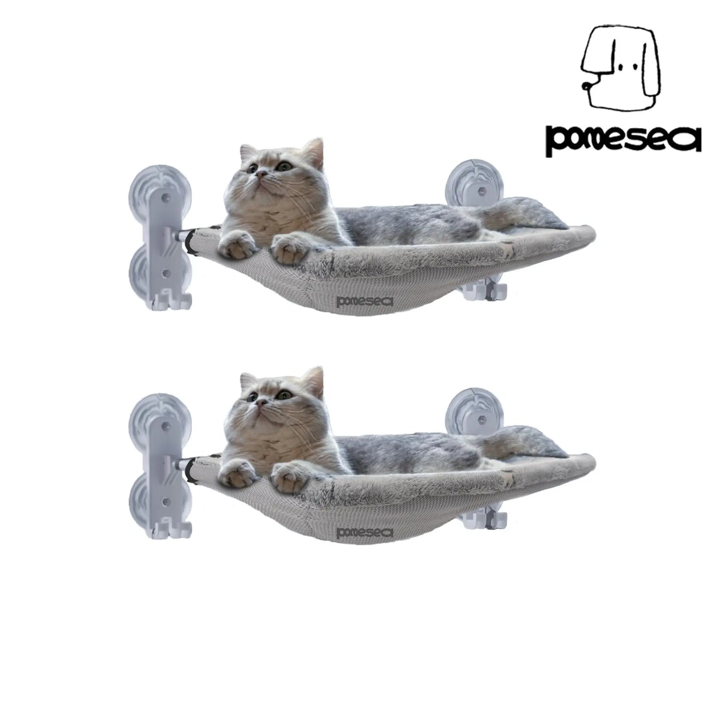 POMESEA Cat Window Perch with Hook Design, Glow in the Dark Sunbathing Hammock, Foldable Window Seat with Double-Sided Fabric Cover for Large Cats
