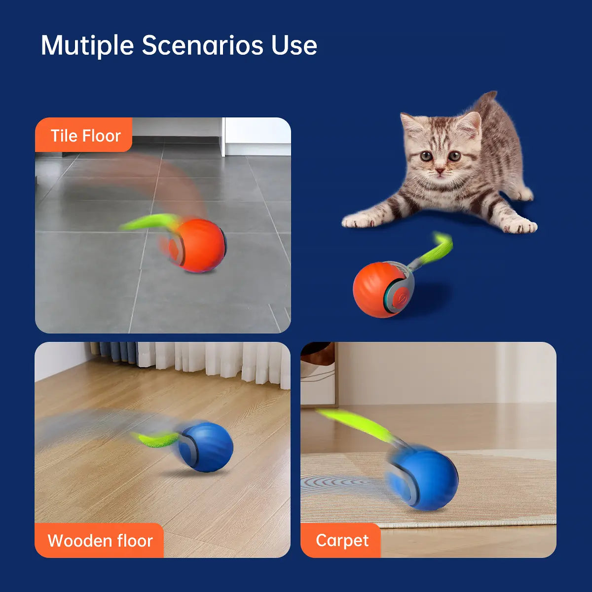 Interactive Cat Toy Set: Remote-Controlled Mouse Simulator and Auto-Moving Ball for Kittens