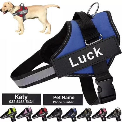 Personalized Dog Harness Reflective Adjustable Dog Harness Vest for Small Large Dog with Customized Patch Dogs Training Supplies