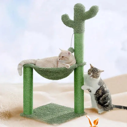 Cat Tree Tower with Sisal Scratching Posts, Hammock, Ladder, and Feeding Bowl