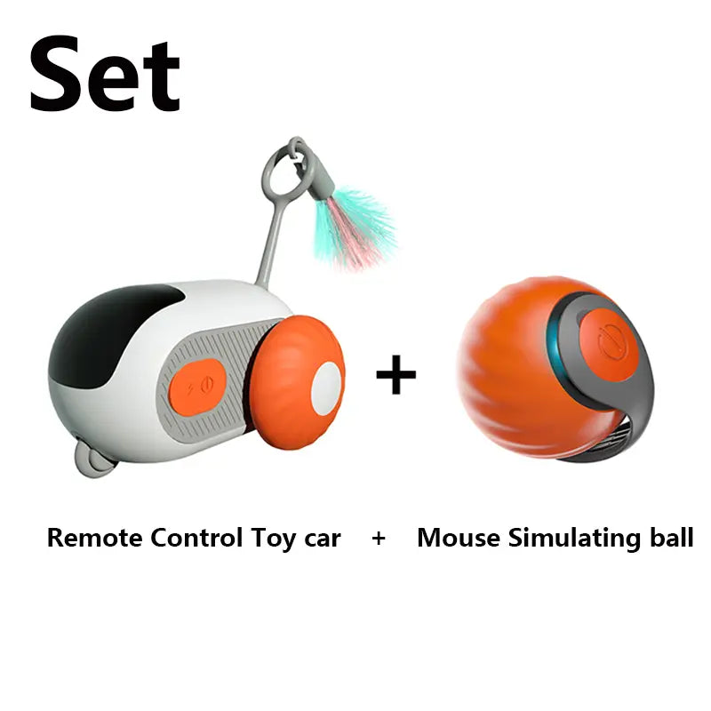 Interactive Cat Toy Set: Remote-Controlled Mouse Simulator and Auto-Moving Ball for Kittens