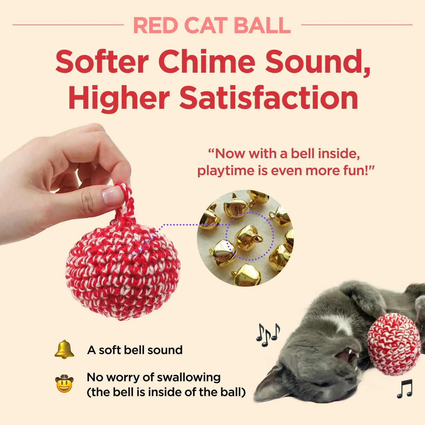 Crimson Feline Play Ball