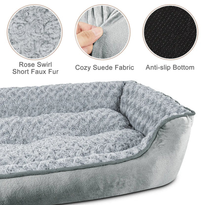 Orthopedic Rectangular Dog Bed - Washable, Soft, and Durable Cuddler with Anti-Slip Base for Dogs of All Sizes