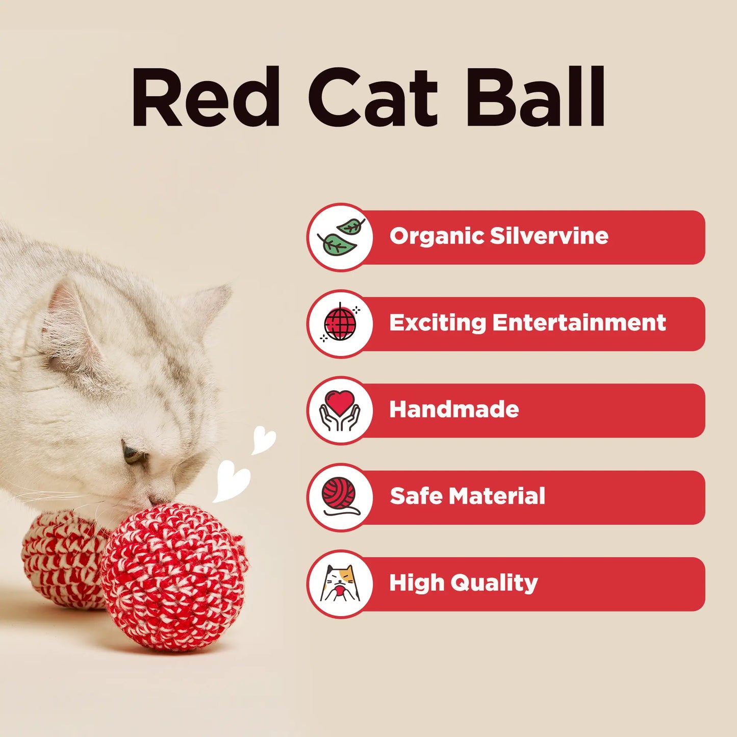 Crimson Feline Play Ball