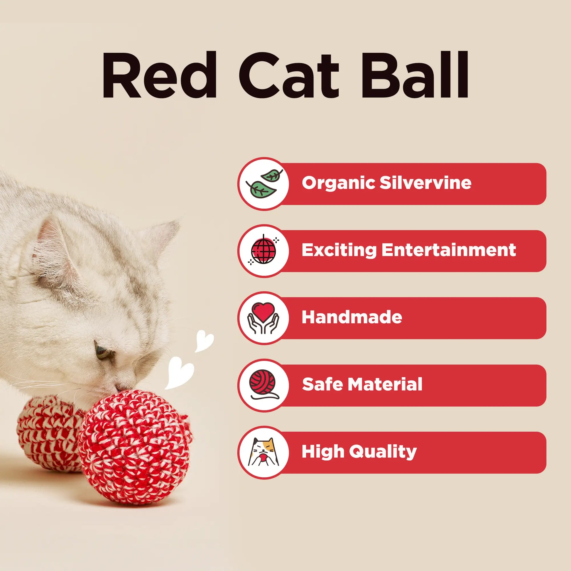 Crimson Feline Play Ball
