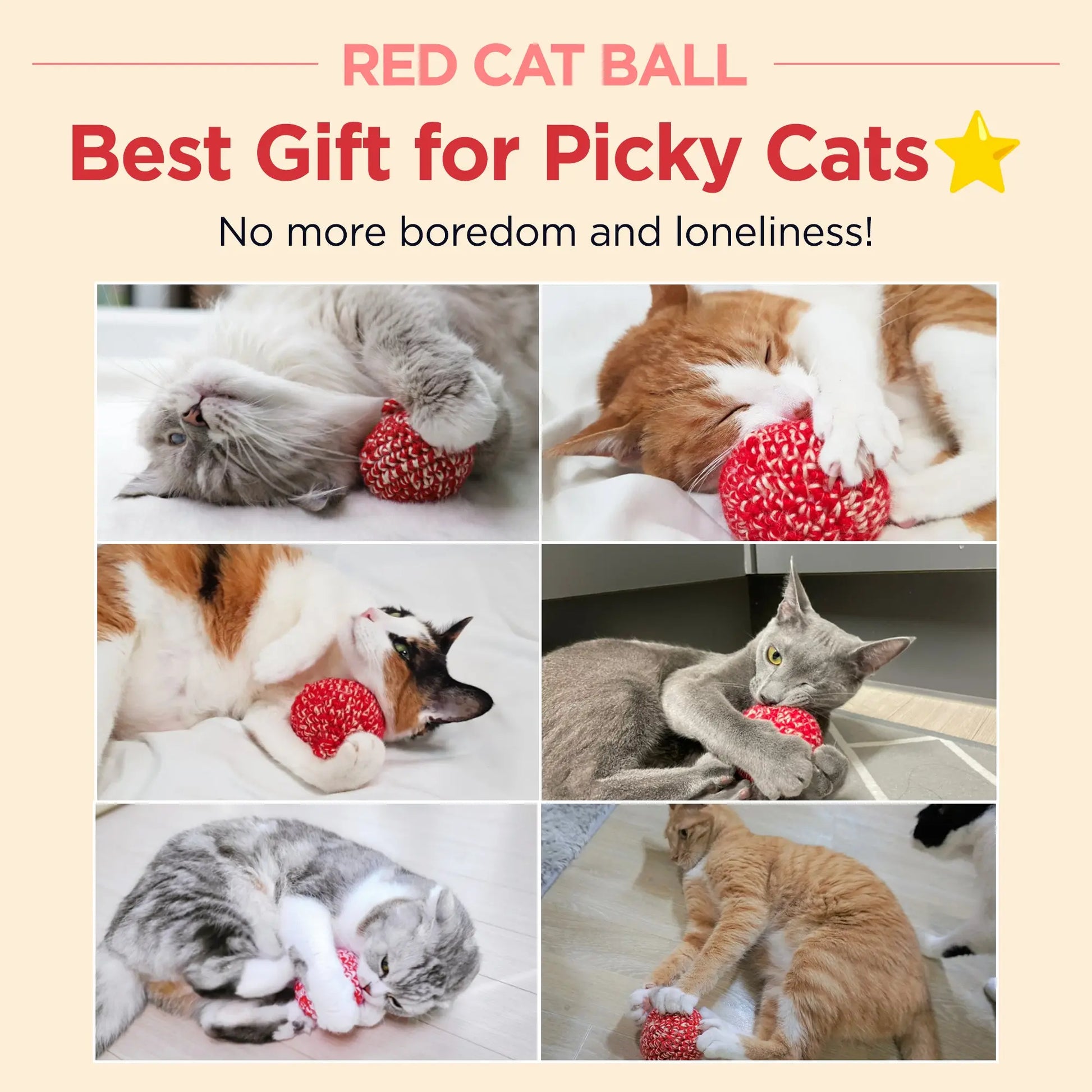 Crimson Feline Play Ball