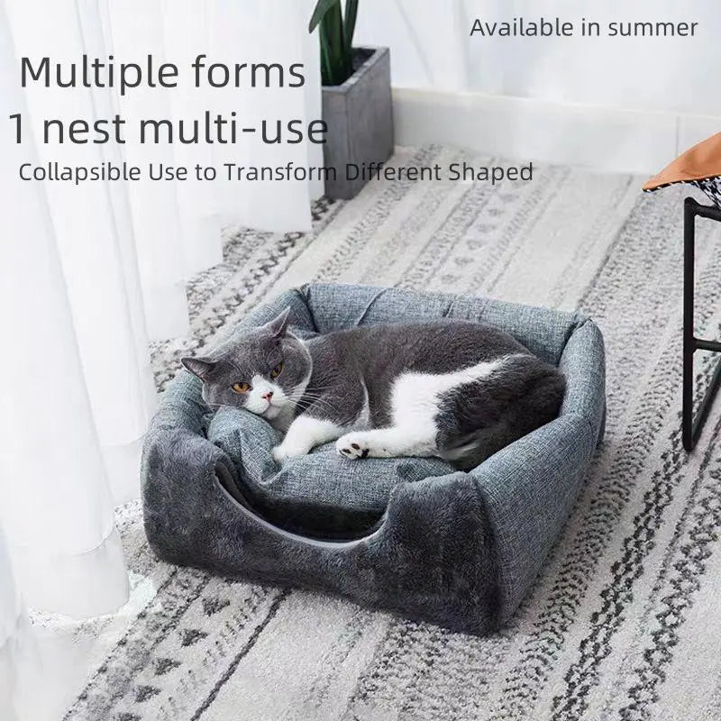 Semi-Enclosed Cat House, Warm Plain Cat Bed, Pet Supplies for Dogs & Cats