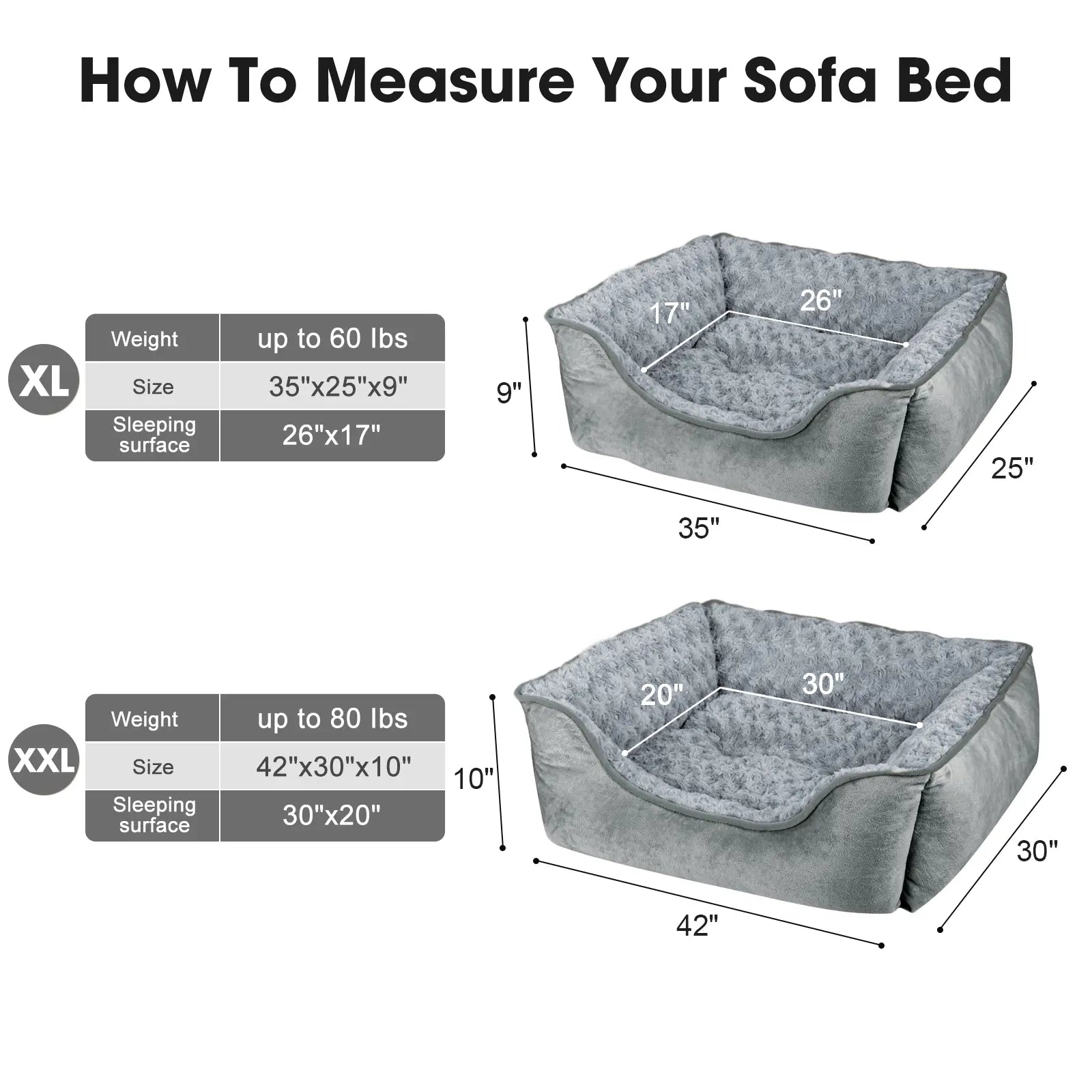 Orthopedic Rectangular Dog Bed - Washable, Soft, and Durable Cuddler with Anti-Slip Base for Dogs of All Sizes