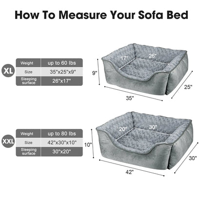 Orthopedic Rectangular Dog Bed - Washable, Soft, and Durable Cuddler with Anti-Slip Base for Dogs of All Sizes