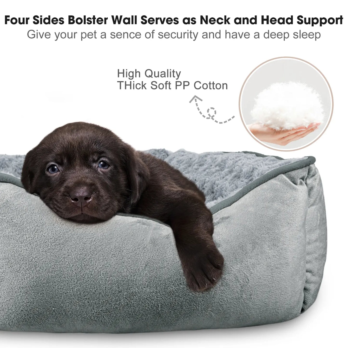 Orthopedic Rectangular Dog Bed - Washable, Soft, and Durable Cuddler with Anti-Slip Base for Dogs of All Sizes