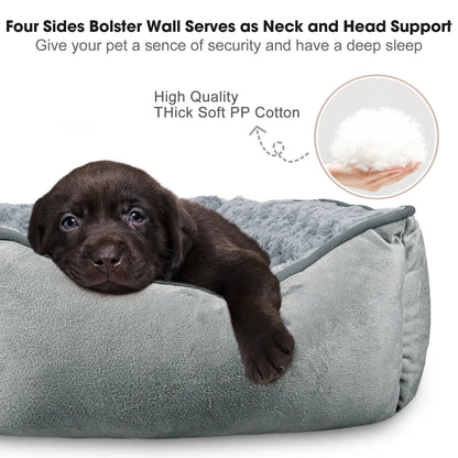 Orthopedic Rectangular Dog Bed - Washable, Soft, and Durable Cuddler with Anti-Slip Base for Dogs of All Sizes