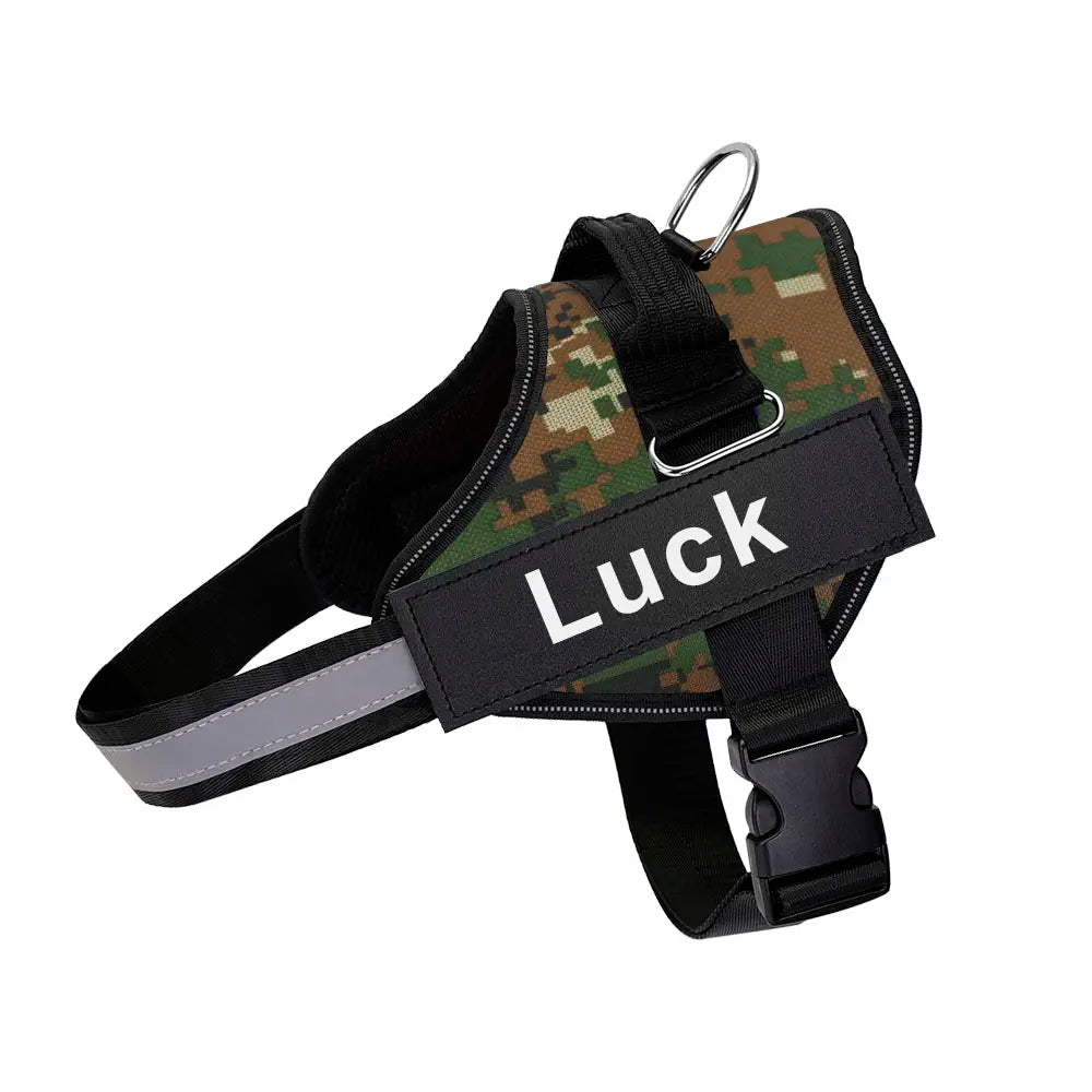 Personalized Dog Harness Reflective Adjustable Dog Harness Vest for Small Large Dog with Customized Patch Dogs Training Supplies