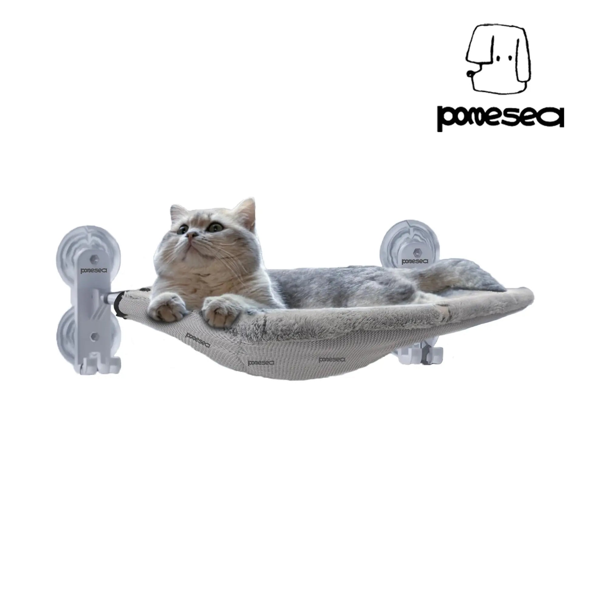 POMESEA Cat Window Perch with Hook Design, Glow in the Dark Sunbathing Hammock, Foldable Window Seat with Double-Sided Fabric Cover for Large Cats