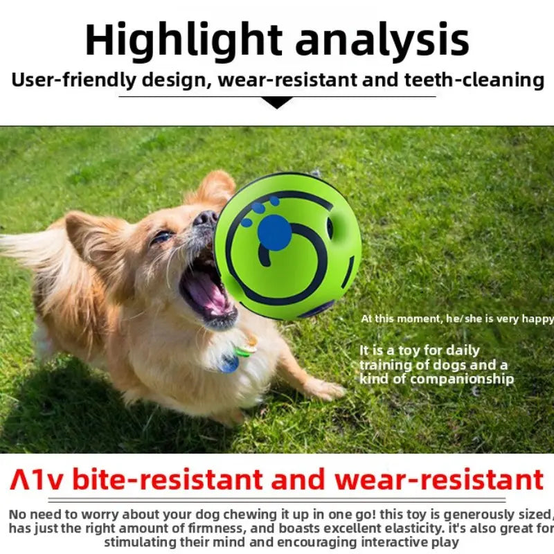Durable Interactive Dog Toy - Self-Playing Rolling Sound Ball for Stress Relief and Dental Health