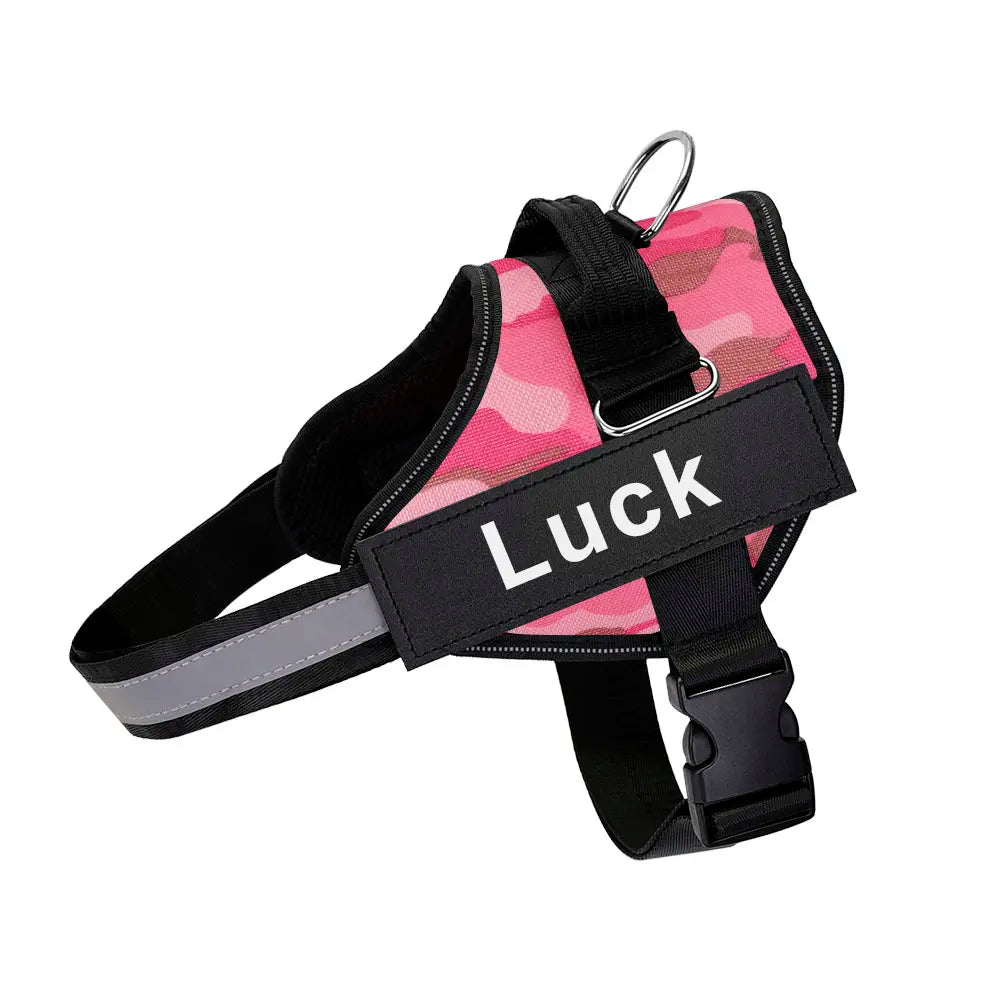 Personalized Dog Harness Reflective Adjustable Dog Harness Vest for Small Large Dog with Customized Patch Dogs Training Supplies